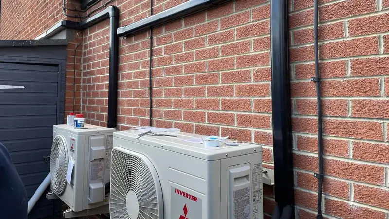 Inverter air conditioning condensers awaiting repair checks